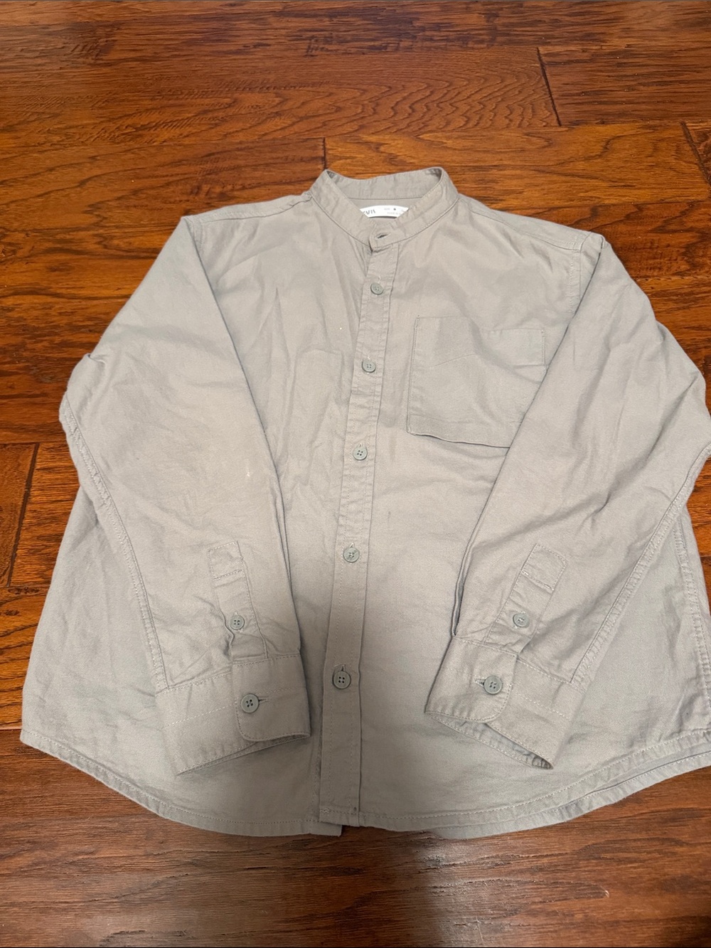 Zara Light Gray Mandarin Collar Shirt Jacket
